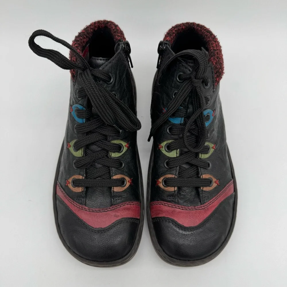 Rieker “Simona 30” Lace Up Leather Ankle Boot Black/Wine/Brandy Size EU 38/US 7 - Picture 4 of 14